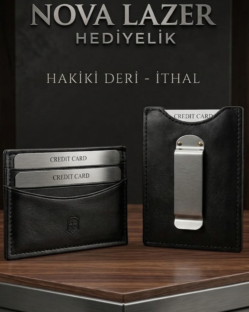 İsme Özel Premium İthal Hakiki Deri Kartlık Cüzdan